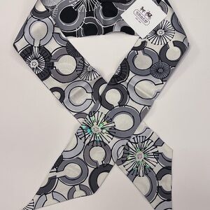Vintage Coach 100% silk signature logo skinny scarf BNWT